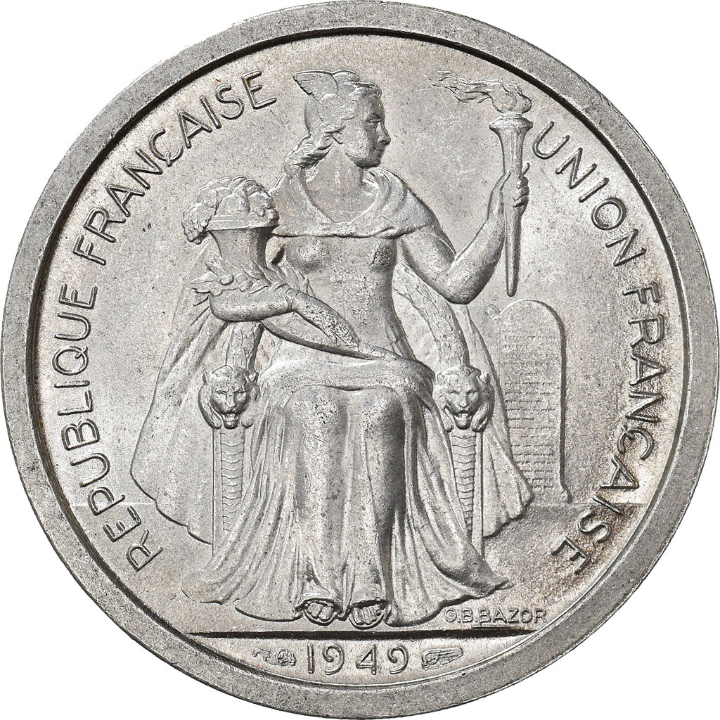 Münze, Neukaledonien, 2 Francs, 1949, Paris, VZ, Aluminium, KM:9