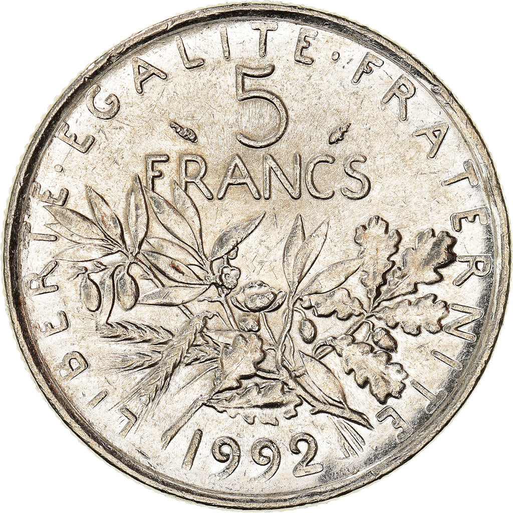 Coin, France, Semeuse, 5 Francs, 1992, Paris, AU(55-58), Nickel Clad
