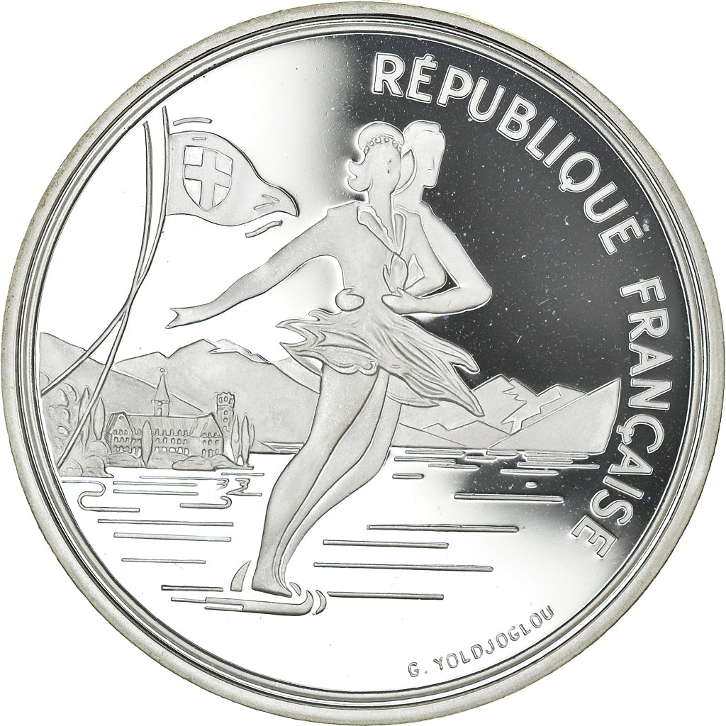 Munten, Frankrijk, Patinage, 100 Francs, 1989, FDC, Zilver, KM:972, Gadoury:C3