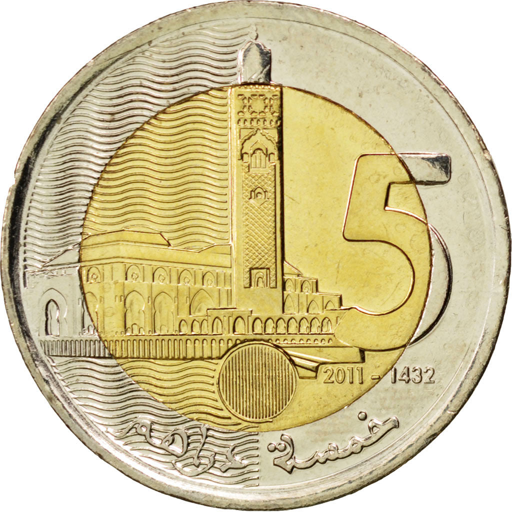 Moneta, Marocco, Mohammed VI, 5 Dirhams, 2011, SPL, Bi-metallico, KM:140