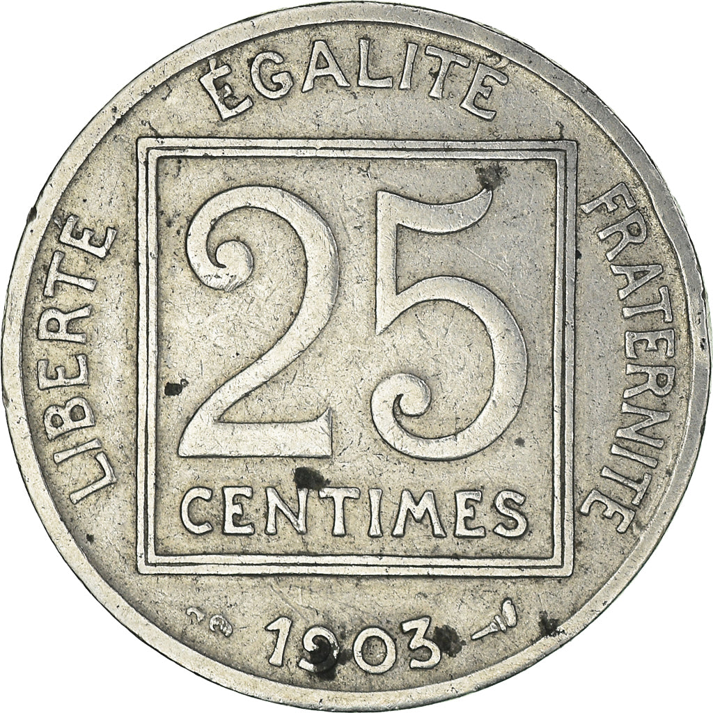 Münze, Frankreich, Patey, 25 Centimes, 1903, Paris, SS, Nickel, KM:855