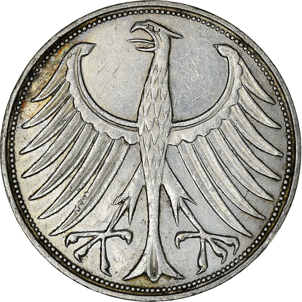 Coin, GERMANY - FEDERAL REPUBLIC, 5 Mark, 1965, Hambourg, AU(50-53), Silver