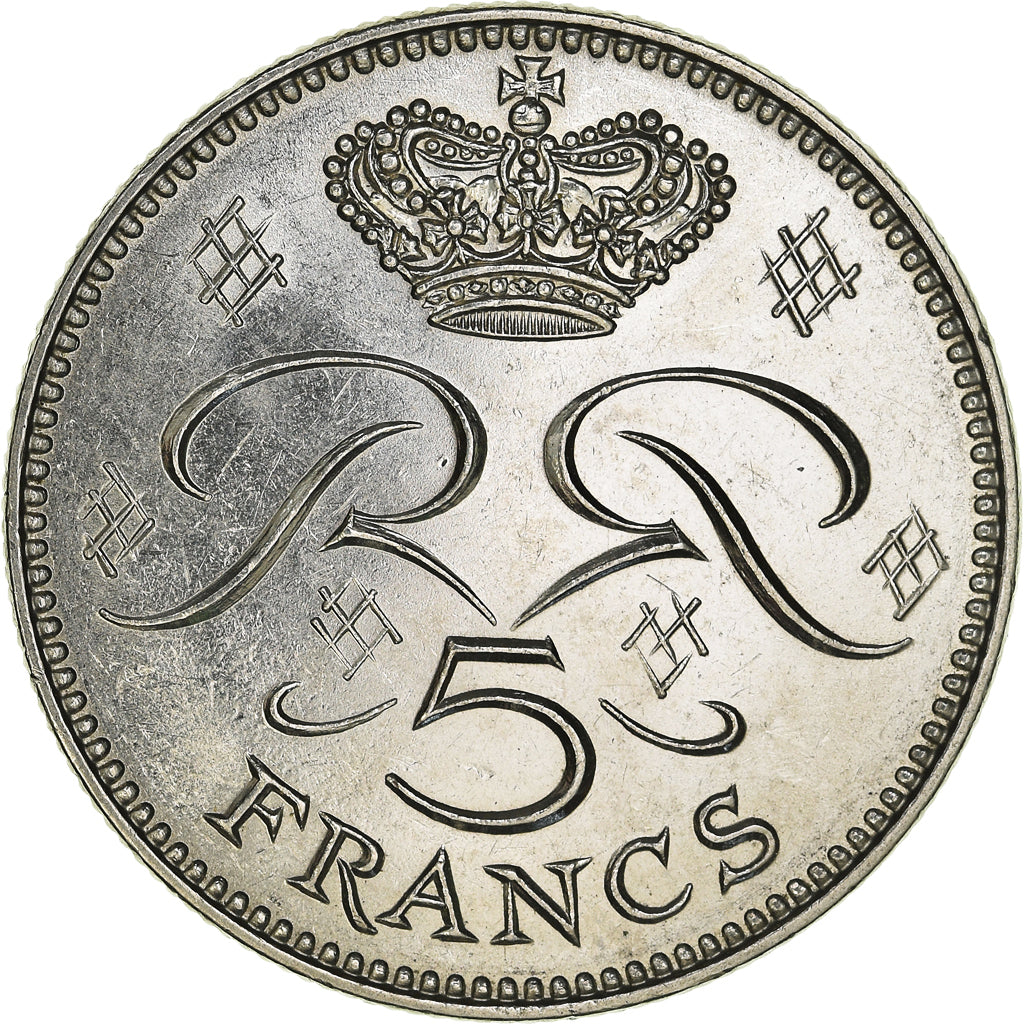 Münze, Monaco, Rainier III, 5 Francs, 1982, VZ, Kupfer-Nickel, KM:150