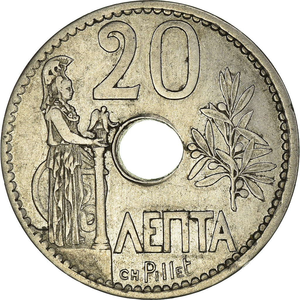 Moneta, Grecja, George I, 20 Lepta, 1912, EF(40-45), Nikiel, KM:64