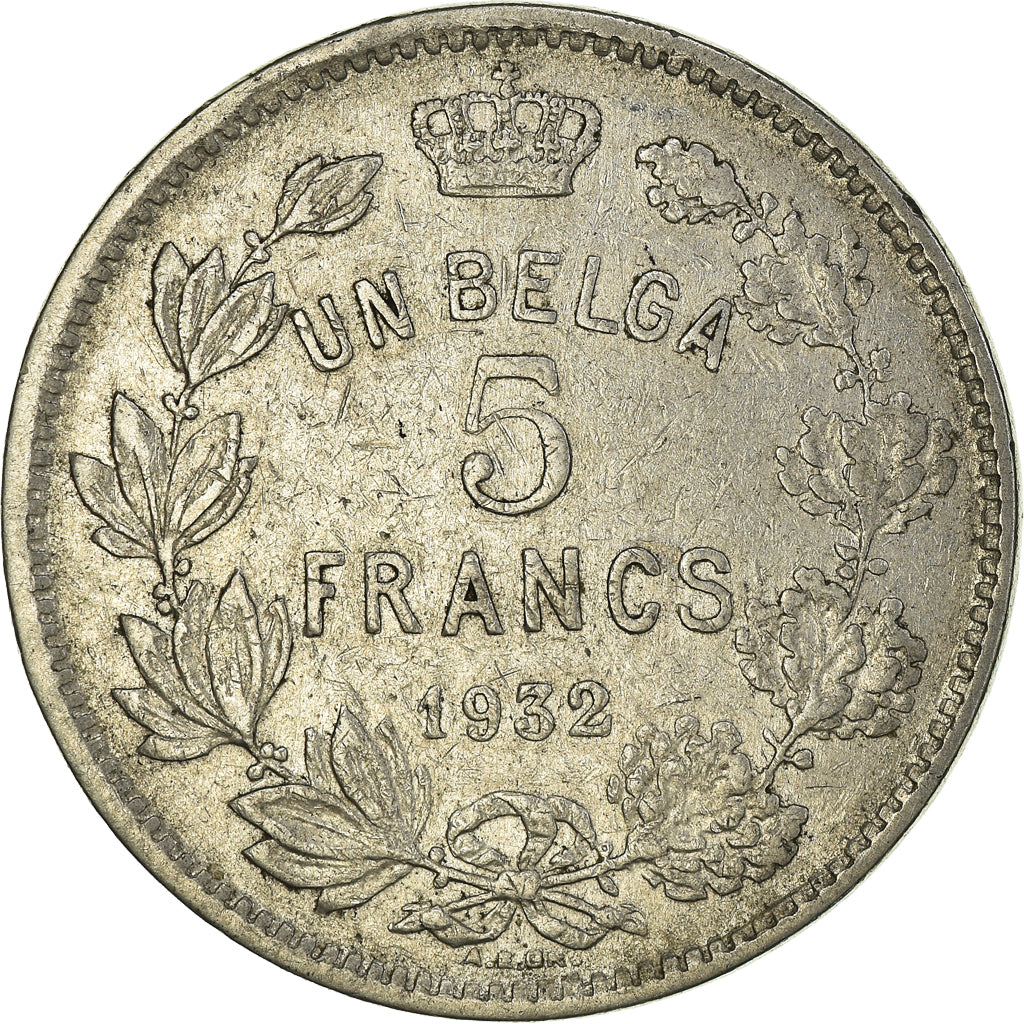Moeda, Bélgica, Albert I, 5 Francs, 5 Frank, 1932, EF(40-45), Níquel, KM:97.1