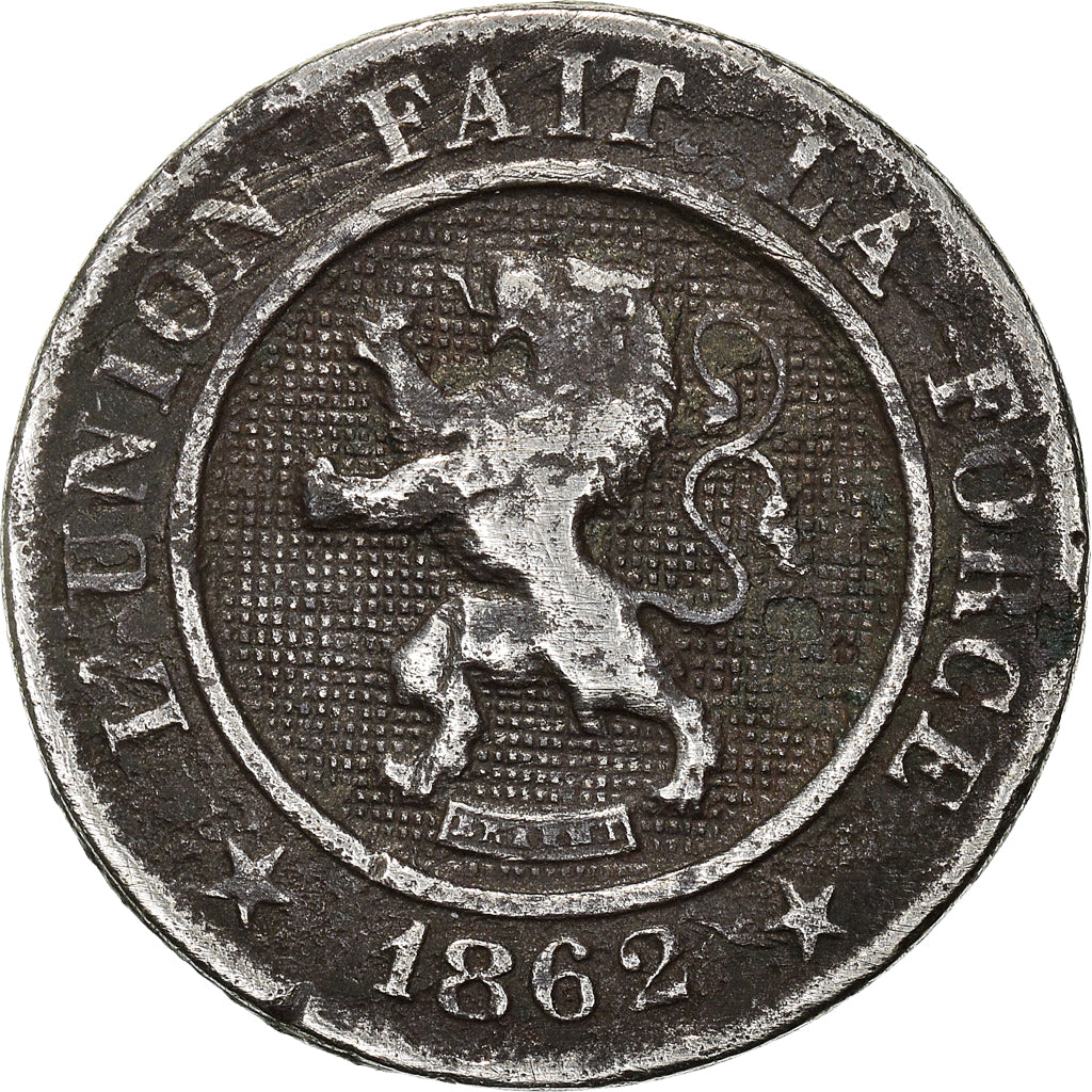 Moneda, Bélgica, Leopold I, 10 Centimes, 1862, BC+, Cobre - níquel, KM:22