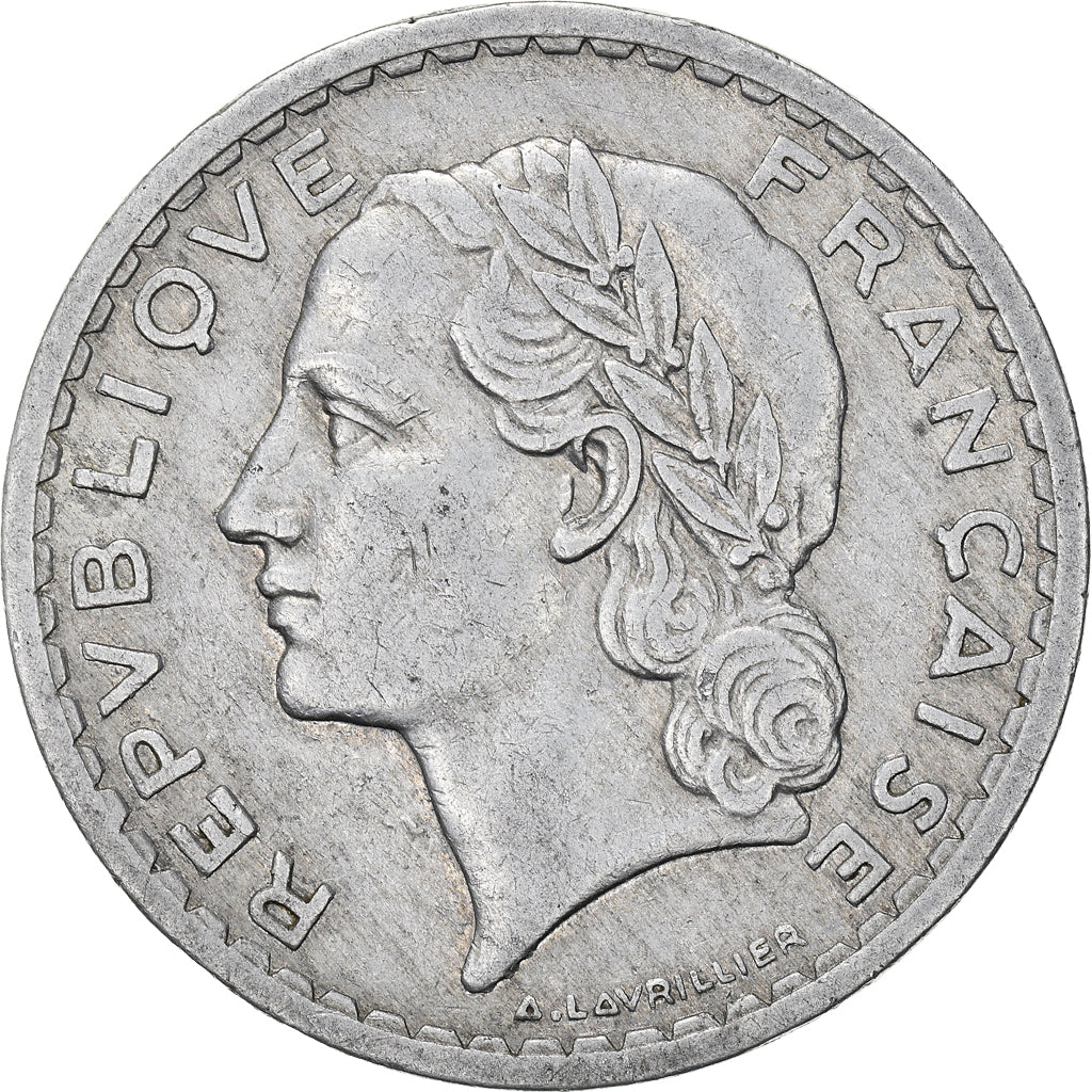 Coin, France, Lavrillier, 5 Francs, 1945, Paris, EF(40-45), Aluminum, KM:888b.1