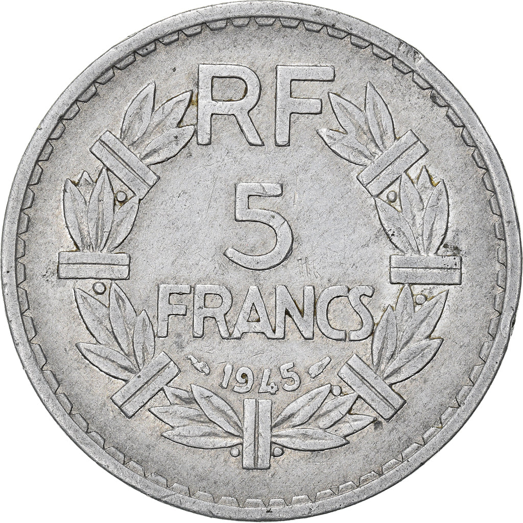 Coin, France, Lavrillier, 5 Francs, 1945, Paris, EF(40-45), Aluminum, KM:888b.1