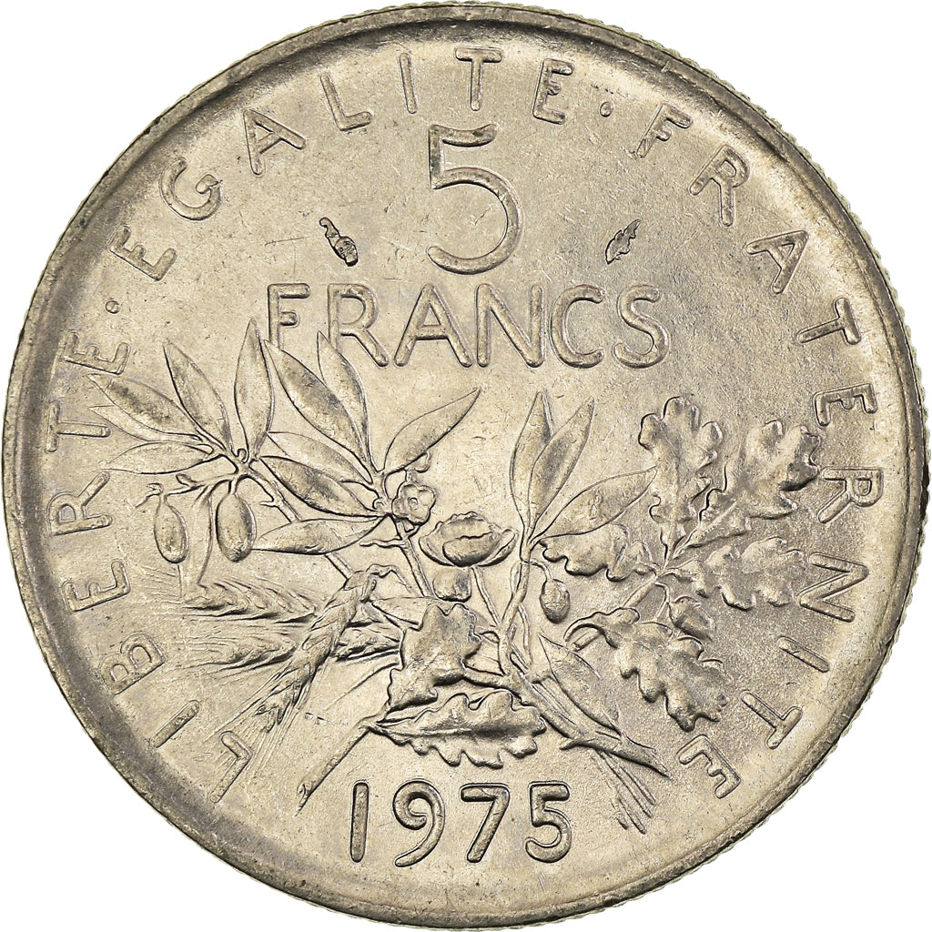 Moneta, Francja, Semeuse, 5 Francs, 1975, Paris, AU(50-53), Nikiel powlekany