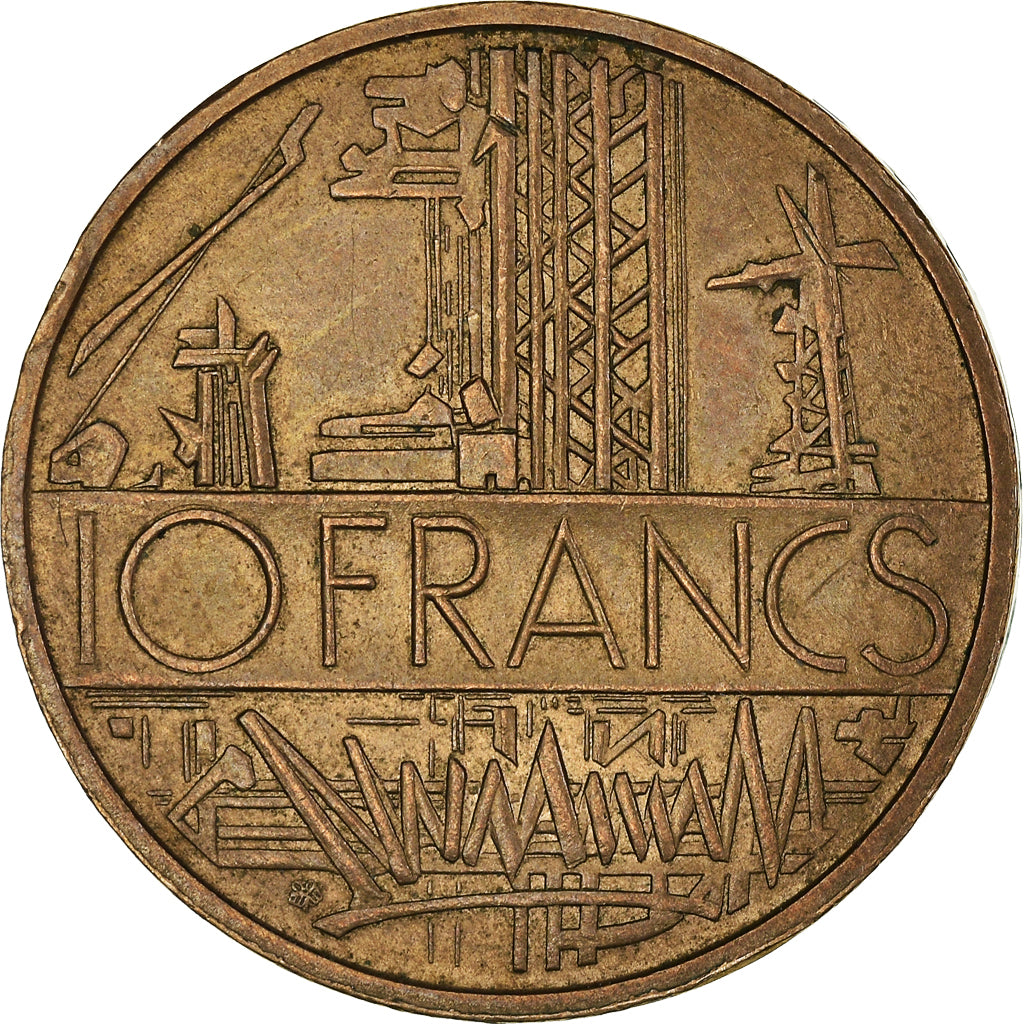 Münze, Frankreich, Mathieu, 10 Francs, 1977, Tranche A, SS+, Nickel-brass