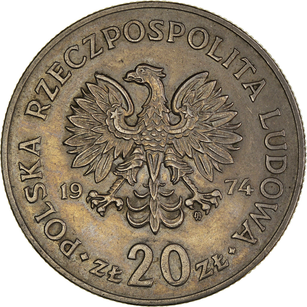 Coin, Poland, 20 Zlotych, 1974, Warsaw, EF(40-45), Copper-nickel, KM:69
