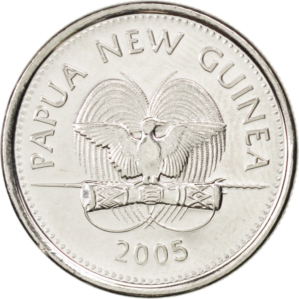 Münze, Papua New Guinea, 5 Toea, 2005, UNZ, Nickel plated steel, KM:3a