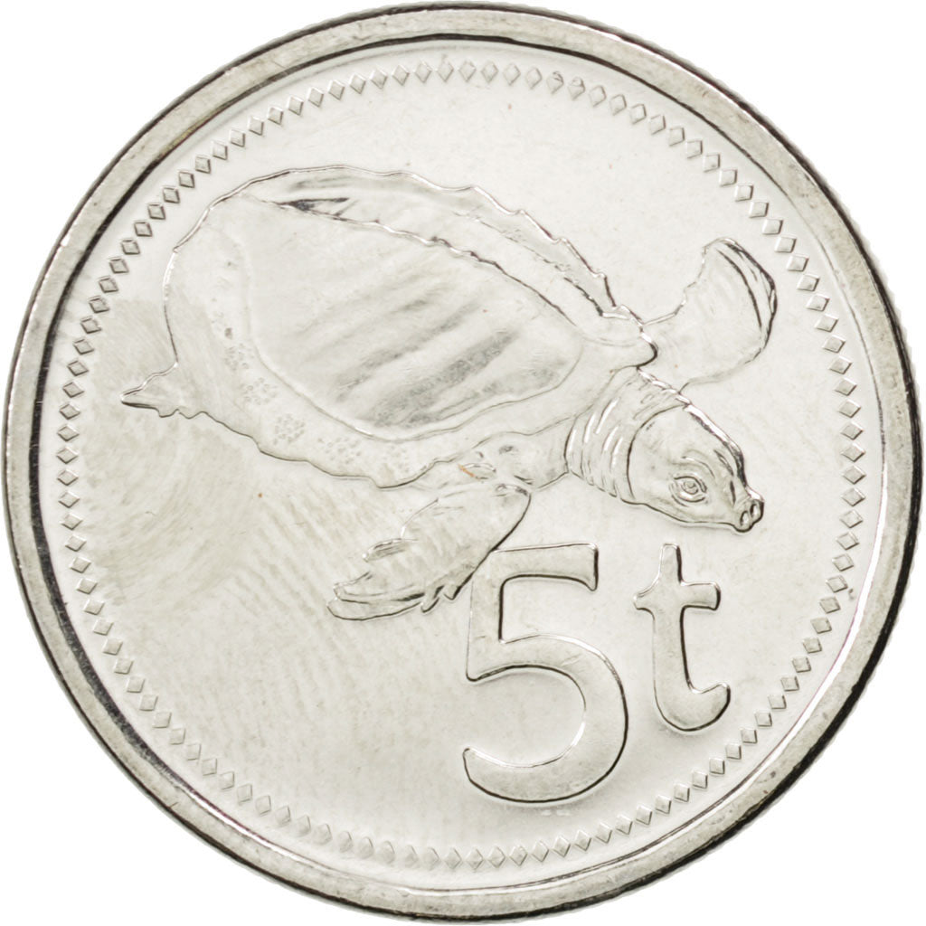 Münze, Papua New Guinea, 5 Toea, 2005, UNZ, Nickel plated steel, KM:3a
