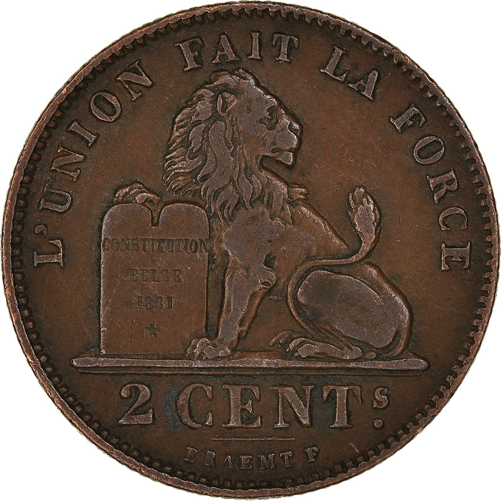 Moneta, Belgia, Albert I, 2 Centimes, 1912, EF(40-45), Miedź, KM:64