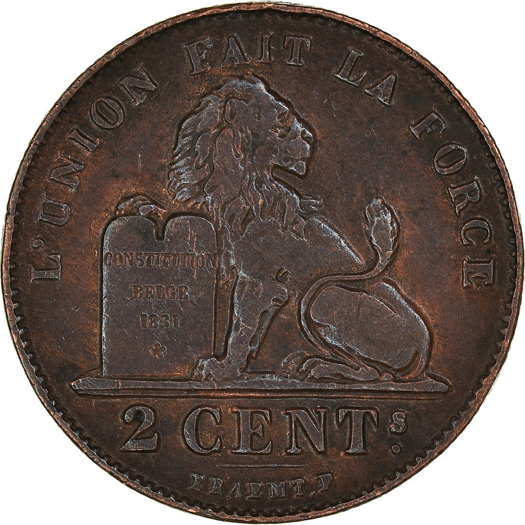 Munten, België, Leopold II, 2 Centimes, 1909, ZF+, Koper, KM:35.1