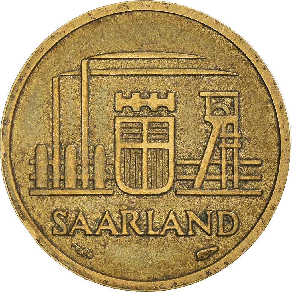 Coin, SAARLAND, 10 Franken, 1954, Paris, EF(40-45), Aluminum-Bronze, KM:1