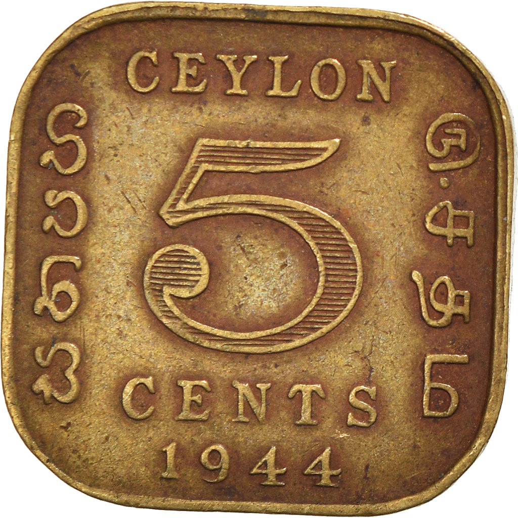 Münze, Ceylon, George VI, 5 Cents, 1944, SS, Nickel-brass, KM:113.2