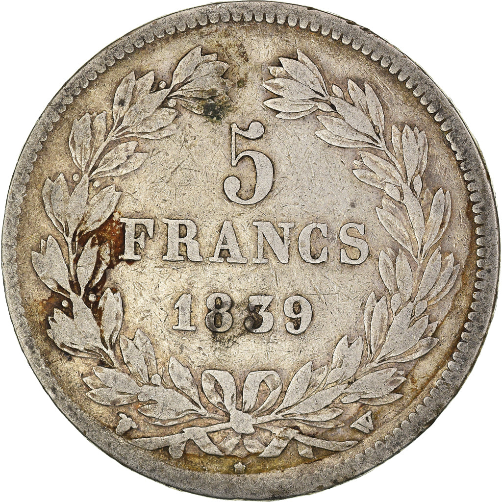 Moneta, Francia, Louis-Philippe, 5 Francs, 1839, Lille, MB, Argento, KM:749.13