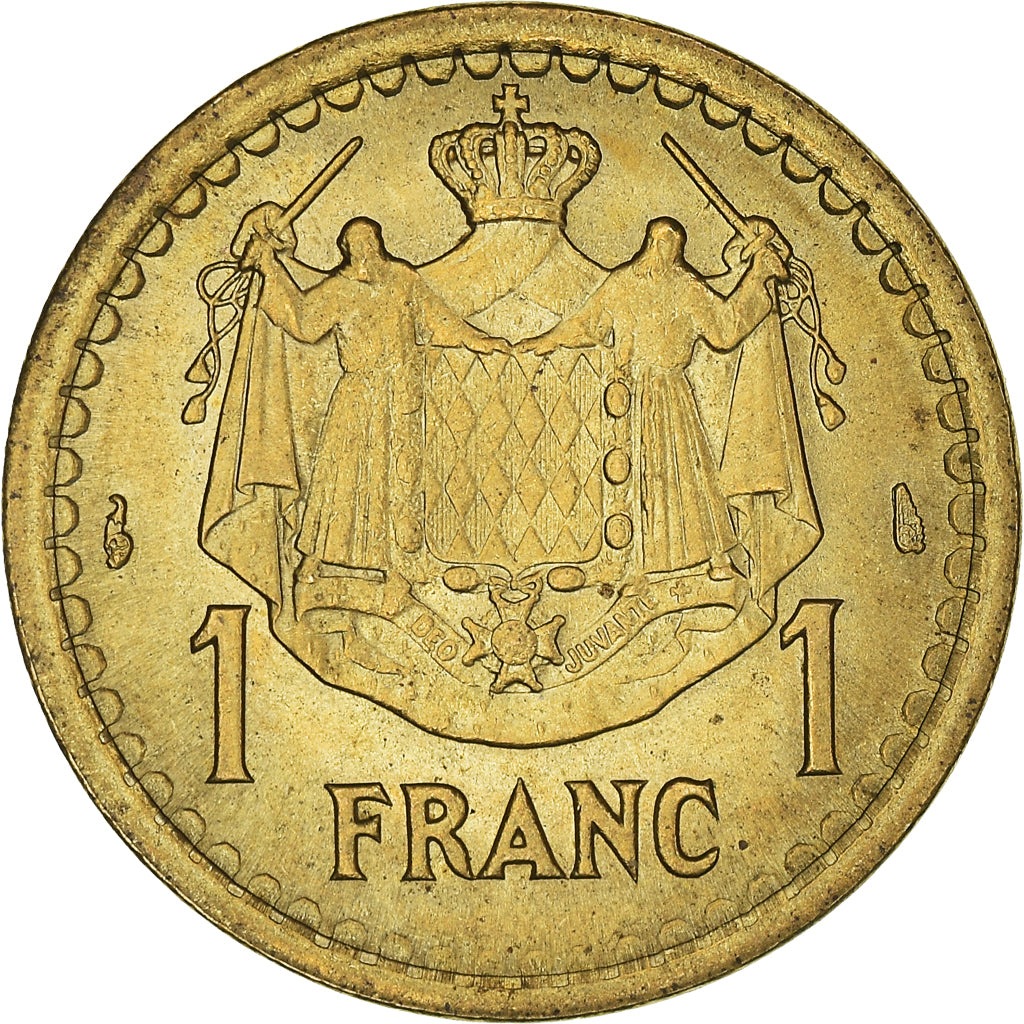 Moeda, Mónaco, Louis II, Franc, 1943, AU(55-58), Alumínio-Bronze, KM:120A