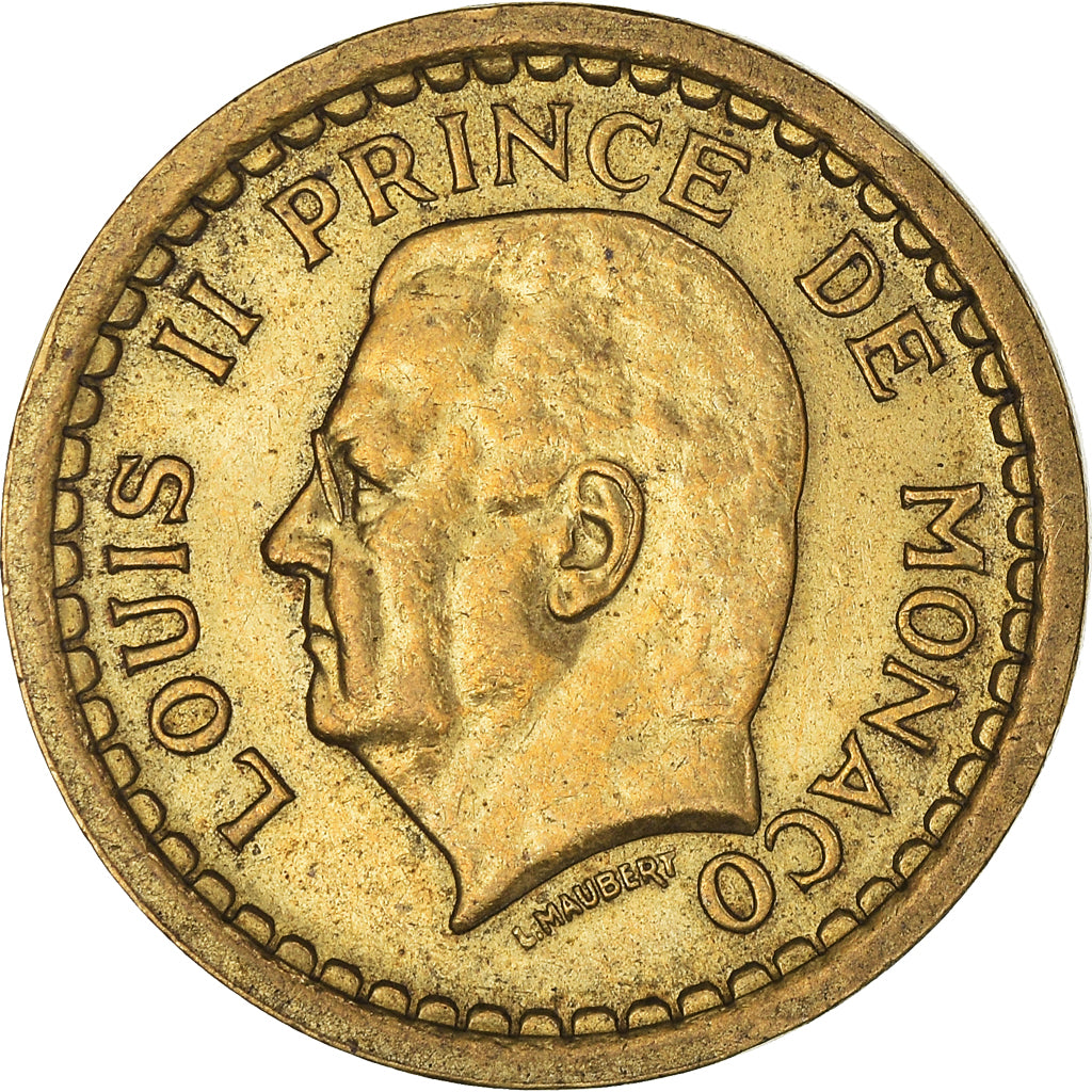 Coin, Monaco, Louis II, Franc, 1943, AU(50-53), Aluminum-Bronze, KM:120A