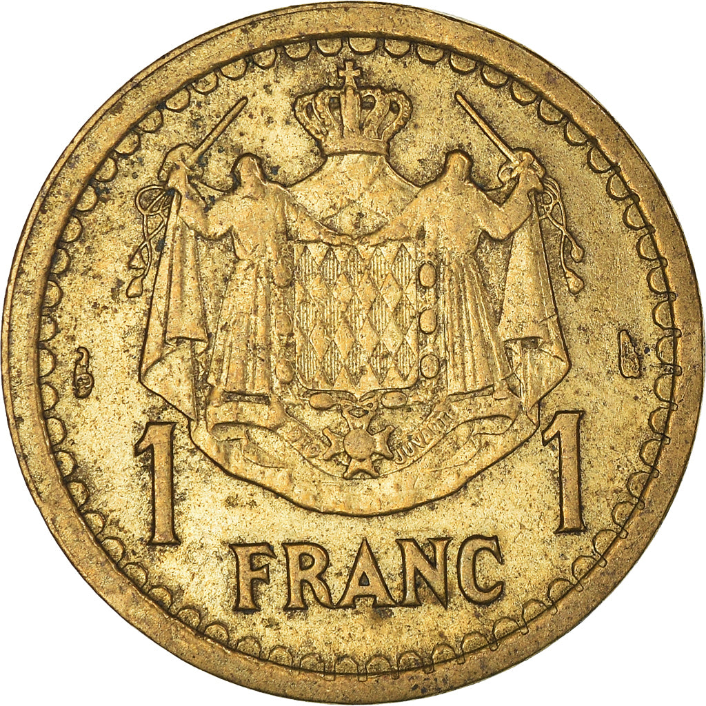 Coin, Monaco, Louis II, Franc, 1943, AU(50-53), Aluminum-Bronze, KM:120A
