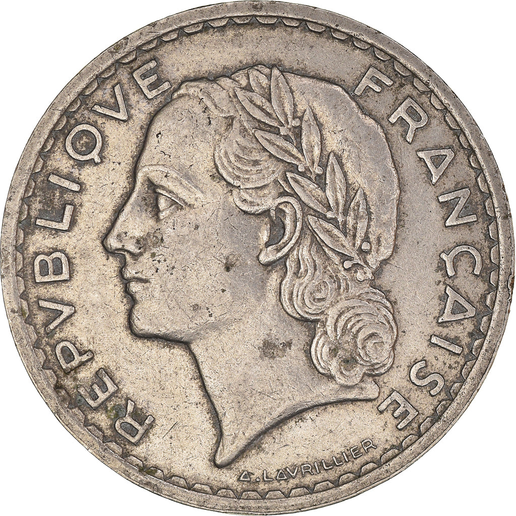 Coin, France, Lavrillier, 5 Francs, 1935, Paris, EF(40-45), Nickel, KM:888