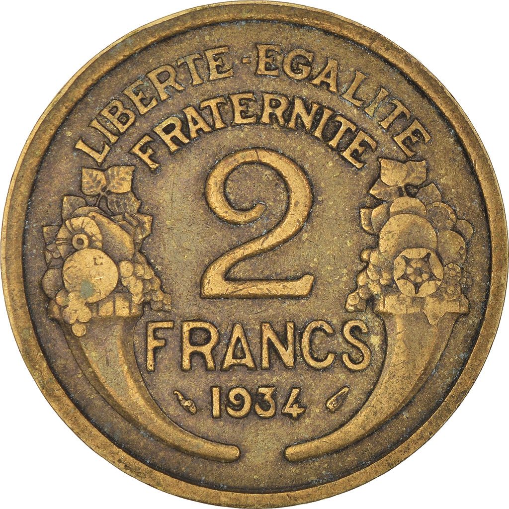 Munten, Frankrijk, Morlon, 2 Francs, 1934, ZF, Aluminum-Bronze, KM:886