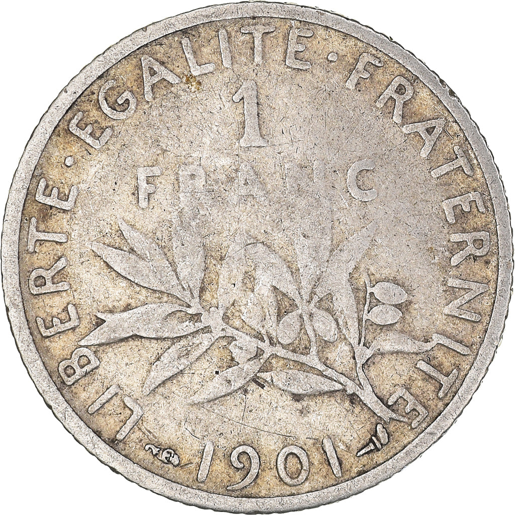 Moneda, Francia, Semeuse, Franc, 1901, Paris, BC+, Plata, KM:844.1, Gadoury:467
