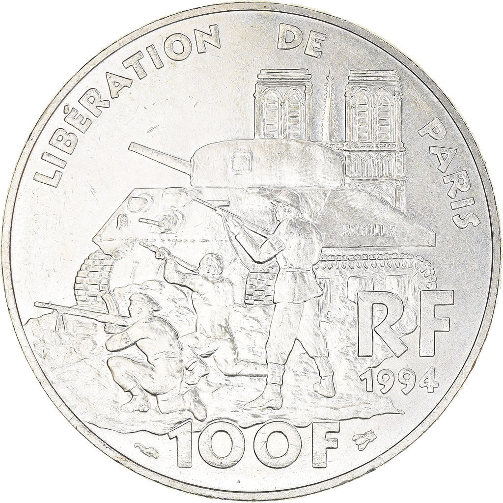 Coin, France, Libération de Paris, 100 Francs, 1994, AU(55-58), Silver