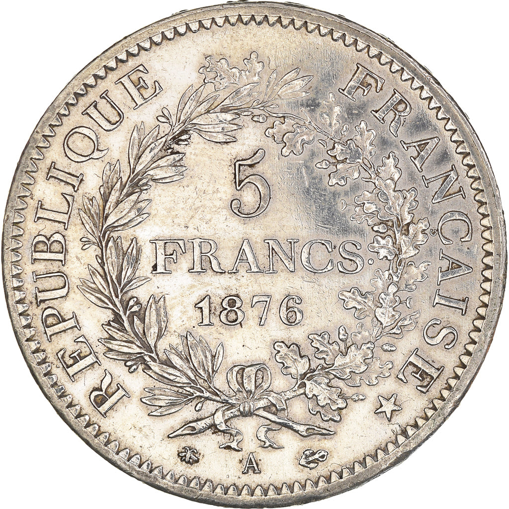 Moneda, Francia, Hercule, 5 Francs, 1876, Paris, MBC+, Plata, KM:820.1