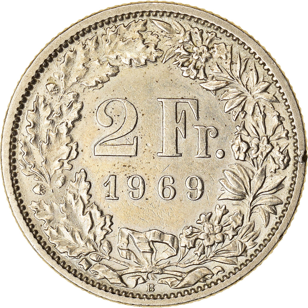 Moneda, Suiza, 2 Francs, 1969, Bern, MBC+, Cobre - níquel, KM:21a.1