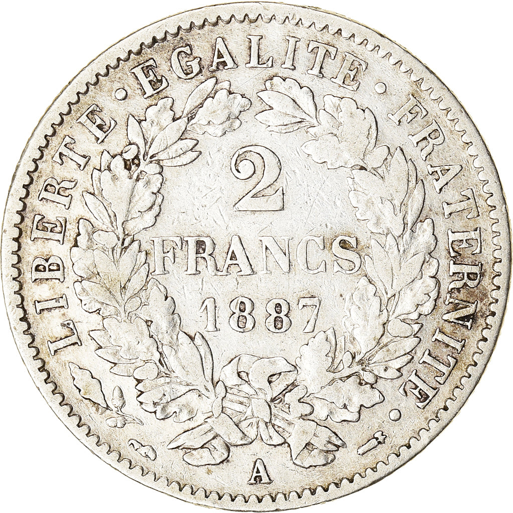 Monnaie, France, Cérès, 2 Francs, 1887, Paris, TTB, Argent, Gadoury:530a