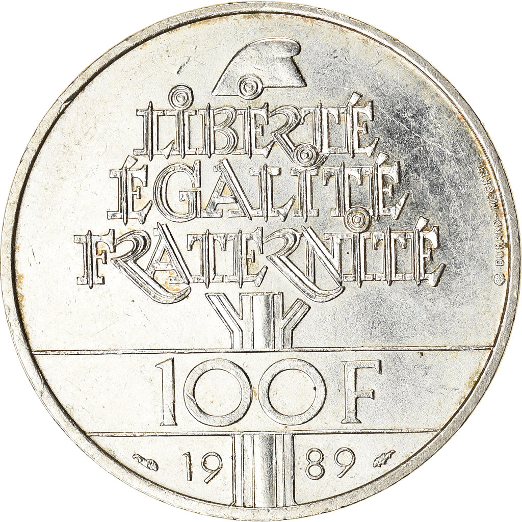 Munten, Frankrijk, Droits de l'Homme, 100 Francs, 1989, PR, Zilver, KM:970
