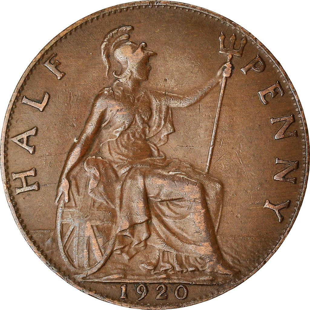 Coin, Great Britain, George V, 1/2 Penny, 1920, EF(40-45), Bronze, KM:809