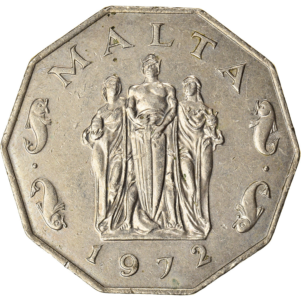 Münze, Malta, 50 Cents, 1972, British Royal Mint, SS+, Kupfer-Nickel, KM:12