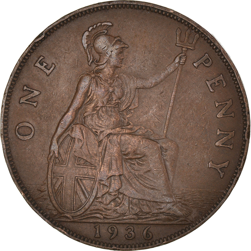 Coin, Great Britain, George V, Penny, 1936, AU(50-53), Bronze, KM:838