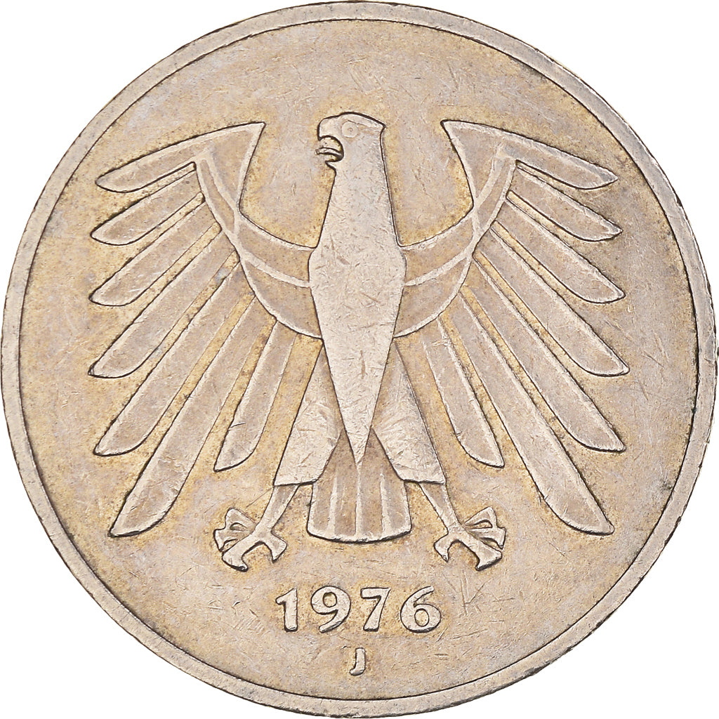 Munten, Federale Duitse Republiek, 5 Mark, 1976, Hamburg, ZF, Copper-Nickel Clad