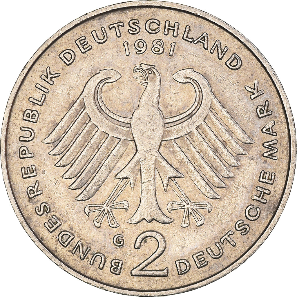 Coin, GERMANY - FEDERAL REPUBLIC, 2 Mark, 1981, Karlsruhe, EF(40-45)