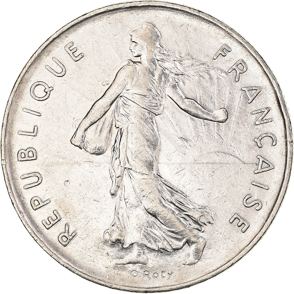 Moneda, Francia, Semeuse, 5 Francs, 1975, Paris, MBC+, Níquel recubierto de