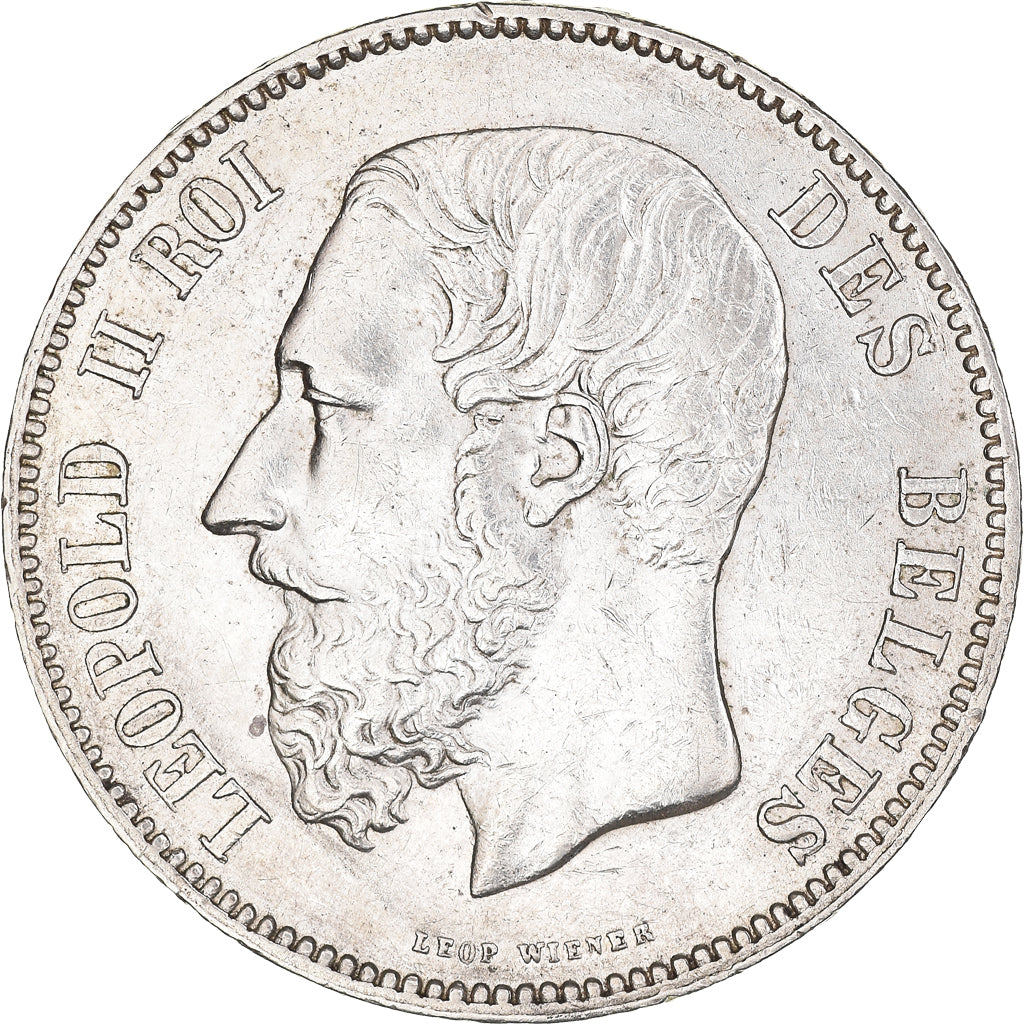 Moneta, Belgio, Leopold II, 5 Francs, 5 Frank, 1873, BB+, Argento, KM:24