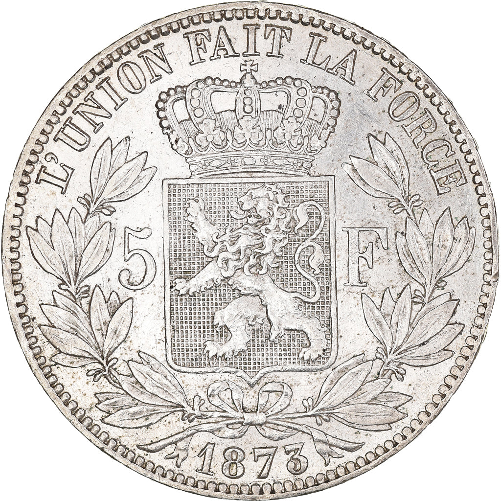 Moneta, Belgio, Leopold II, 5 Francs, 5 Frank, 1873, BB+, Argento, KM:24