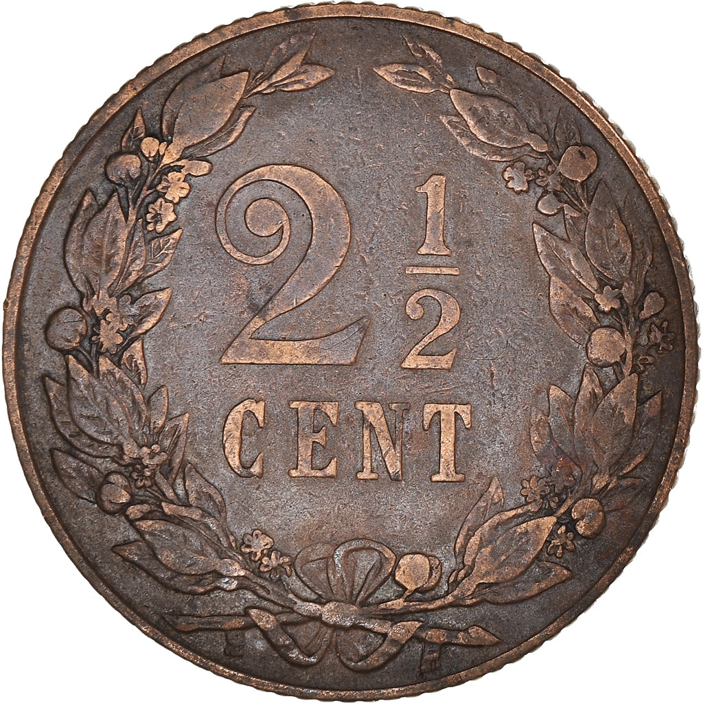 Coin, Netherlands, Wilhelmina I, 2-1/2 Cent, 1906, EF(40-45), Bronze, KM:134