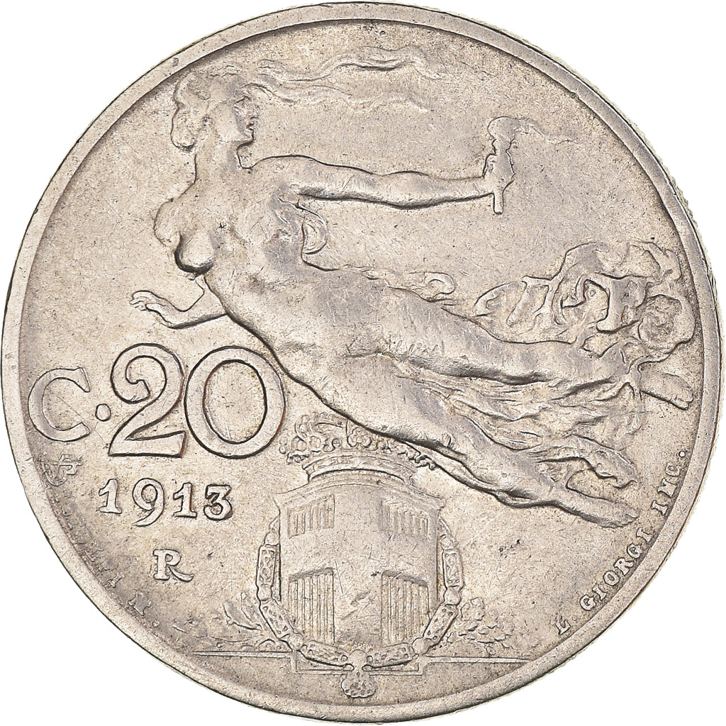 Coin, Italy, Vittorio Emanuele III, 20 Centesimi, 1913, Rome, EF(40-45), Nickel
