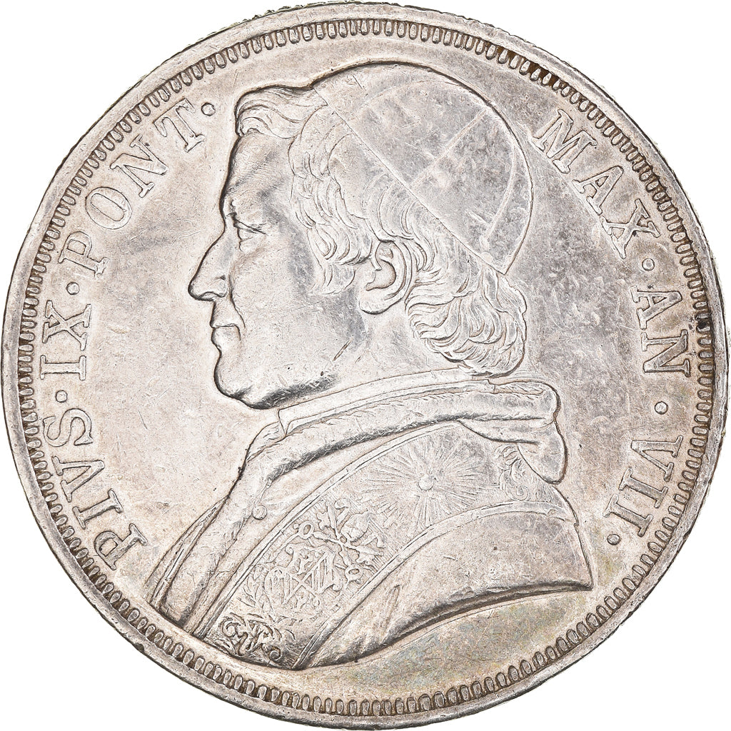 Moneta, STATI ITALIANI, PAPAL STATES, Pius IX, Scudo, 1853, Rome, BB+, Argento