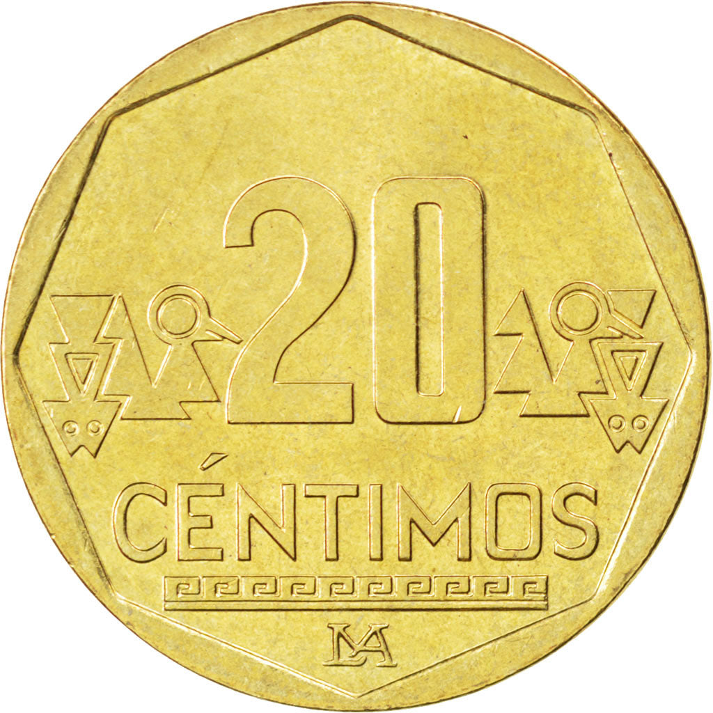 Monnaie, Pérou, 20 Centimos, 2004, SPL, Laiton, KM:306.4
