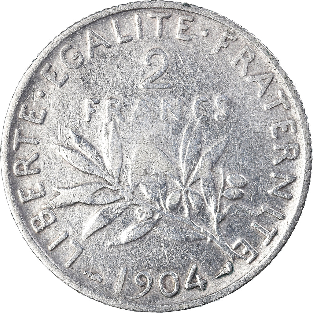 Moneta, Francia, Semeuse, 2 Francs, 1904, Paris, MB, Argento, KM:845.1