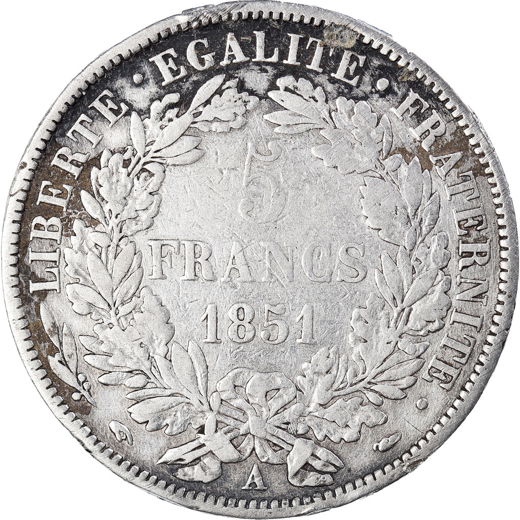 Moneta, Francja, Cérès, 5 Francs, 1851, Paris, EF(40-45), Srebro, KM:761.1