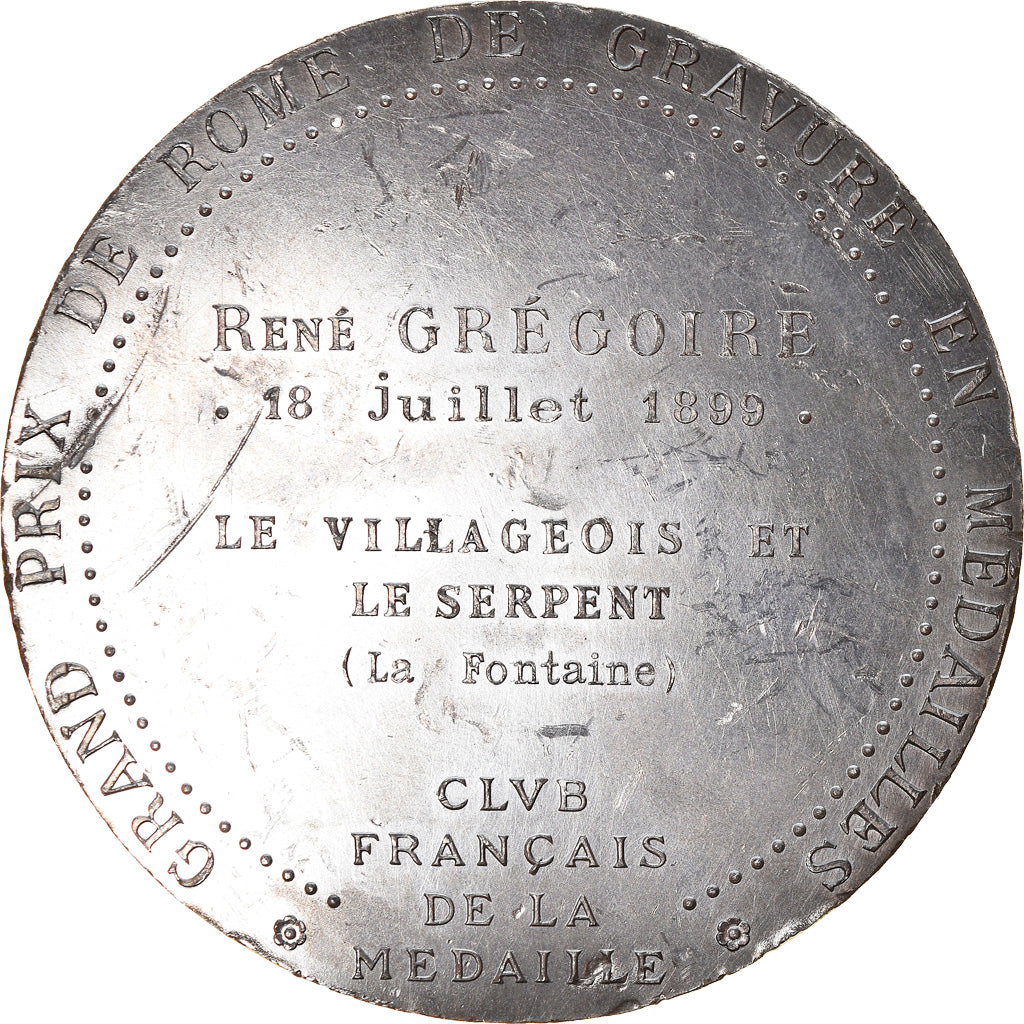 Francja, Medal, Gravure, Grand Prix de Rome, Le Villageois et le Serpent, 1969