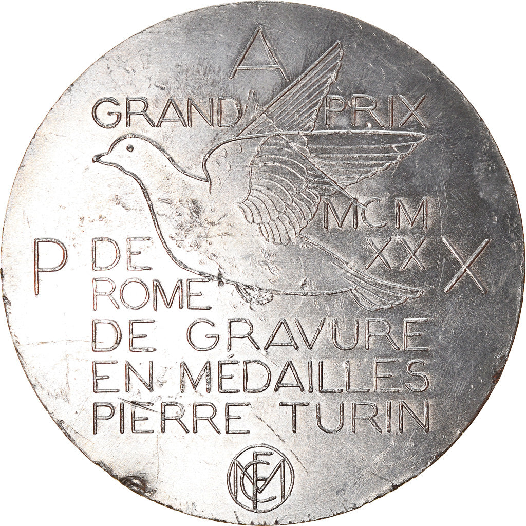 Frankreich, Medaille, Gravure, Grand Prix de Rome, 1967, Turin, SS+, Tin
