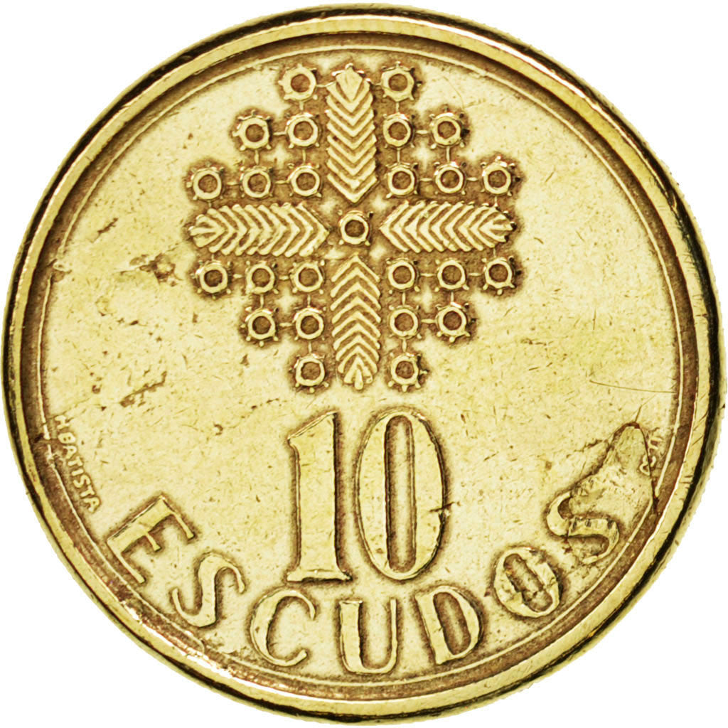 Moneda, Portugal, 10 Escudos, 1990, SC, Níquel - latón, KM:633